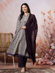 Floral Rayon Kurta Set with Crochet Detail, Embroidered Sleeves & Lace Dupatta