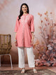 Solid Straight Cotton Blend Kurta Set with Ethnic Embroidery & Lace Detail