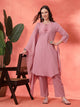 Solid Straight Cotton Kurta Set with Embroidery & Organza Dupatta
