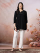 Solid A-Line Viscose Rayon Tunic with Mirror Embroidery
