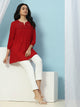 Solid A-Line Viscose Rayon Tunic with Mirror Embroidery