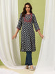 Ethnic Motif Printed Straight Kurta Set with Thread Embroidery