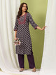Ethnic Motif Printed Straight Kurta Set with Thread Embroidery