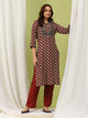 Ethnic Motif Printed Straight Kurta Set with Thread Embroidery
