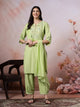 Solid Straight Cotton Kurta with Embroidered Afghani Salwar & Laced Dupatta