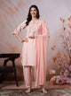 Cotton Kurta with Kimono Sleeves, Embroidered Afghani Salwar & Lace Dupatta