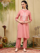 Pure Cotton Kurta Set with Thread Embroidery & Pocketed Palazzo