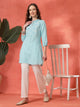 Solid A-Line Cotton Tunic with Ethnic Embroidery & Lace Detail