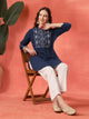Solid A-Line Cotton Tunic with Ethnic Embroidery & Lace Detail