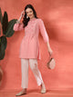 Solid A-Line Cotton Tunic with Ethnic Embroidery & Lace Detail