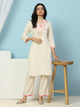 Solid Straight Cotton Kurta with Print Patch Embroidery & Palazzo