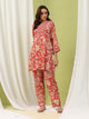 Floral Printed Viscose Rayon Kurta Set with Embroidery & Bell Sleeves