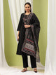 Embroidered Cotton Blend Kurta Set with Tassels & Printed Dupatta