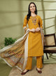 Cotton Straight Kurta Set with Ethnic Embroidery & Printed Dupatta
