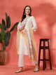 Embroidered Cotton Blend Kurta Set with Tassels & Printed Dupatta