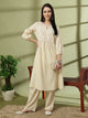Solid A-Line Cotton Linen Kurta Set with Embroidery