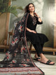 Floral Yoke Embroidered Straight Kurta Set with Printed Chiffon Dupatta