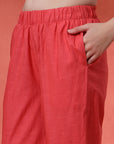 Peach Cotton Co-ord with Chikankari Embroidery & Laced Palazzo