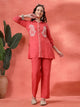 Peach Cotton Co-ord with Chikankari Embroidery & Laced Palazzo