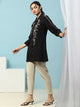 Solid A-Line Crepe Tunic with Thread Embroidery & Lace Detail