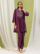 Solid Viscose Rayon A-Line Kurta Set with Ethnic Embroidery