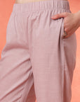 Lavender Cotton Co-ord with Embroidered Sleeves & Laced Palazzo