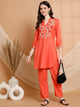 Solid Rayon Slub Kurta Set with Kashmiri Embroidery