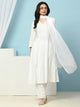 Solid Calf Length A-Line Kurta Set with Embroidery