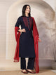 Solid Straight Cotton Linen Kurta Set with Ari Embroidery