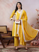 Solid Straight Cotton Kurta Set with Lace Detailing & Laced Dupatta