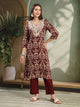 Ethnic Motif Printed Viscose Rayon Kurta Set with Thread Embroidery