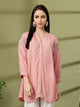 Pink Rayon Crinkle Shirt with Embroidered Back & Lace Inserts