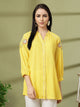 Yellow Rayon Crinkle Shirt with Embroidered Back & Lace Inserts