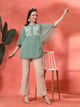 Solid Flared Chiffon Top with Embroidery