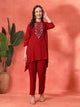 Solid Viscose Rayon Kurta Set with Ethnic Embroidery