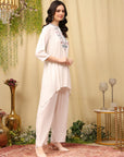 Viscose Rayon Kurta Set with Embroidery & Pocketed Palazzo