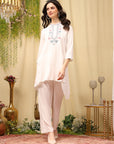 Viscose Rayon Kurta Set with Embroidery & Pocketed Palazzo