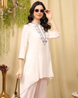 Viscose Rayon Kurta Set with Embroidery & Pocketed Palazzo