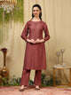 Zari Embroidered Blended Kurta Set with Full Sleeves & Palazzo