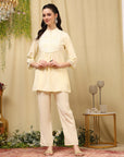 Cotton Blend Embroidered Tunic Co-Ord Set with Palazzo
