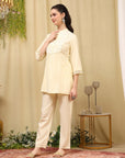 Cotton Blend Embroidered Tunic Co-Ord Set with Palazzo