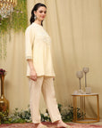 Cotton Blend Embroidered Tunic Co-Ord Set with Palazzo