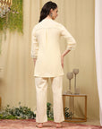 Cotton Blend Embroidered Tunic Co-Ord Set with Palazzo
