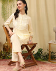Cotton Blend Embroidered Tunic Co-Ord Set with Palazzo