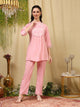Cotton Blend Embroidered Tunic Co-Ord Set with Palazzo