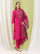 Zari Embroidered Kurta Set with Pocketed Palazzo and Printed Dupatta