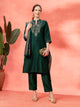 Zari Embroidered Kurta Set with Pocketed Palazzo and Printed Dupatta