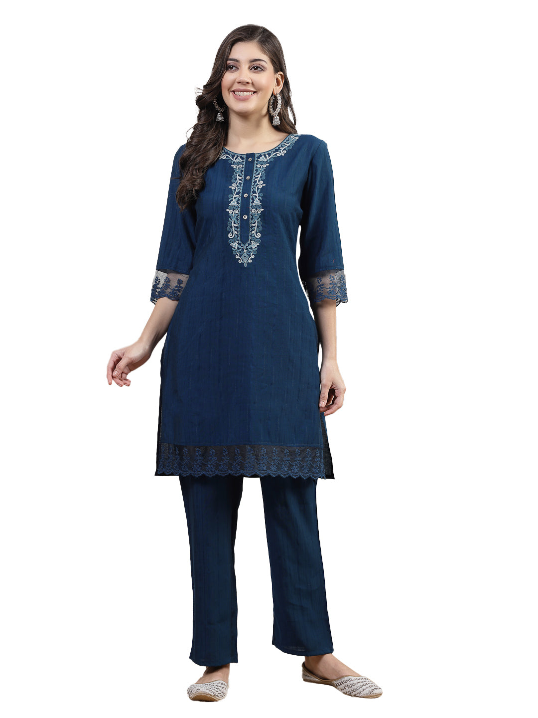 Women&#39;S Poly Viscose Kurta And Palazzo Co-Ord Set