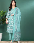 Floral Printed A-Line Kurta Set With Dupatta