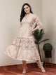 Floral Printed Flared Cotton Midi Dress